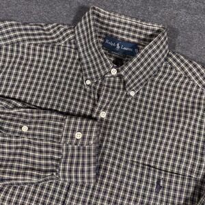 Ralph Lauren Shirt Mens Medium Classic Fit Button Down Black Plaid Long Sleeve